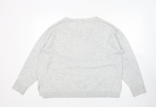 Primark Womens Grey Round Neck  Acrylic Pullover Jumper Size XL