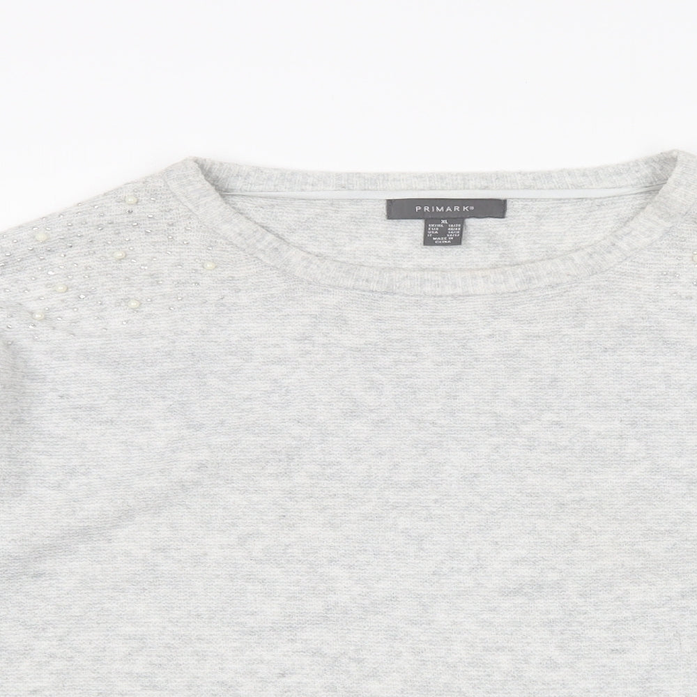 Primark Womens Grey Round Neck  Acrylic Pullover Jumper Size XL