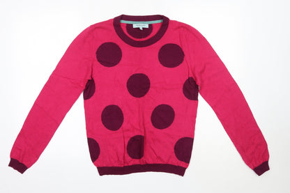 Dickens & Jones Womens Pink Round Neck Polka Dot Nylon Pullover Jumper Size M