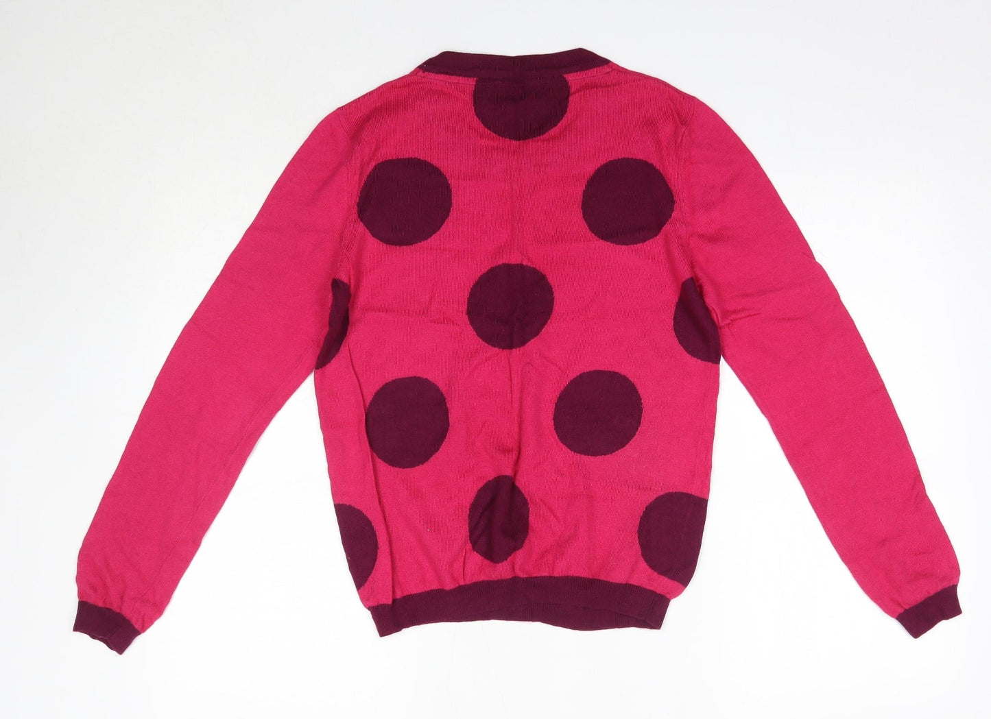 Dickens & Jones Womens Pink Round Neck Polka Dot Nylon Pullover Jumper Size M