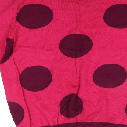 Dickens & Jones Womens Pink Round Neck Polka Dot Nylon Pullover Jumper Size M
