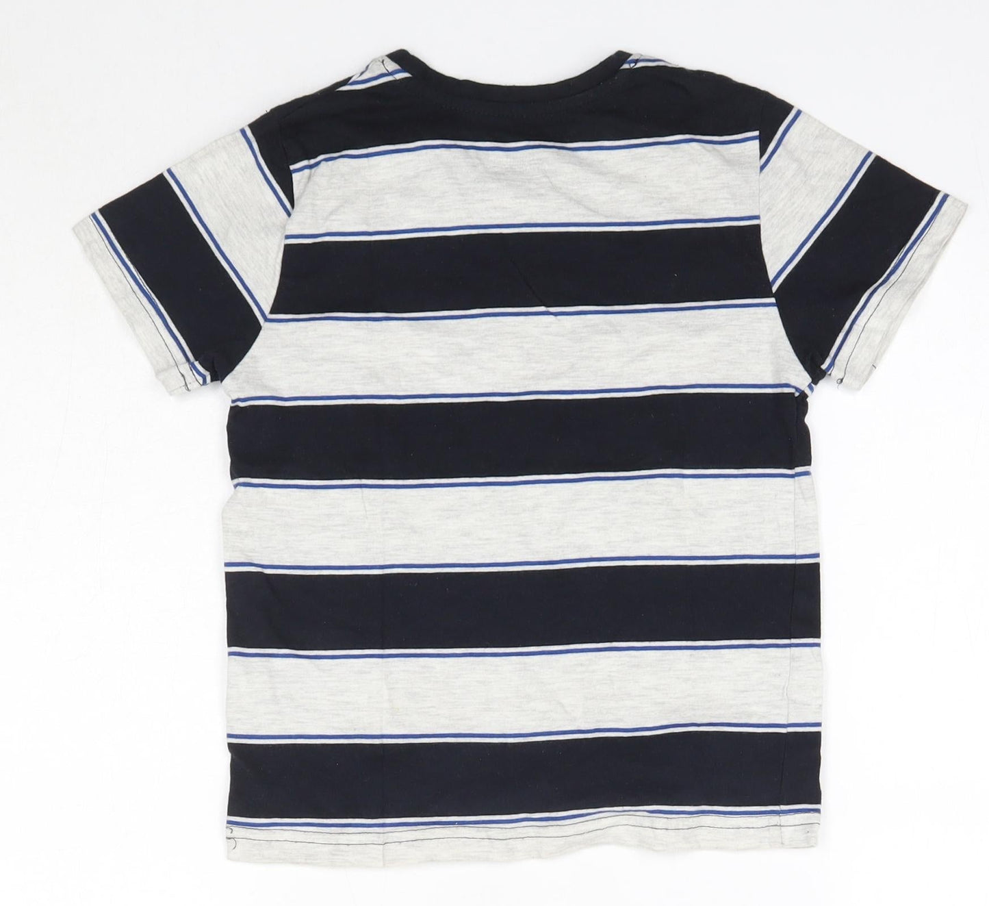 Primark Boys Multicoloured Striped 100% Cotton Basic T-Shirt Size 5-6 Years Round Neck