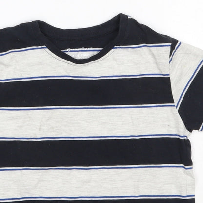 Primark Boys Multicoloured Striped 100% Cotton Basic T-Shirt Size 5-6 Years Round Neck
