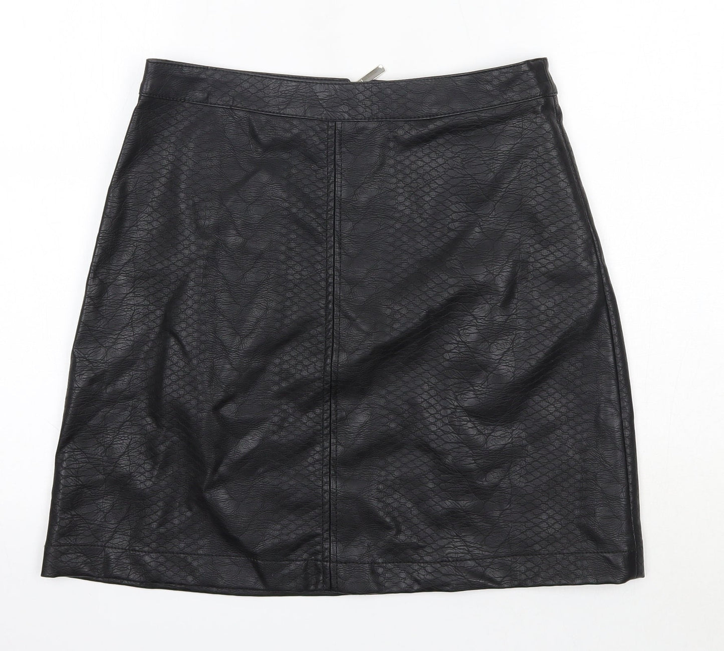 F&F Womens Black  Polyurethane A-Line Skirt Size 8