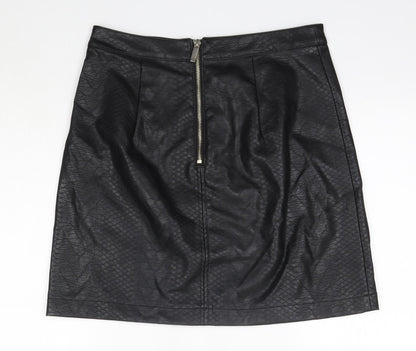F&F Womens Black  Polyurethane A-Line Skirt Size 8