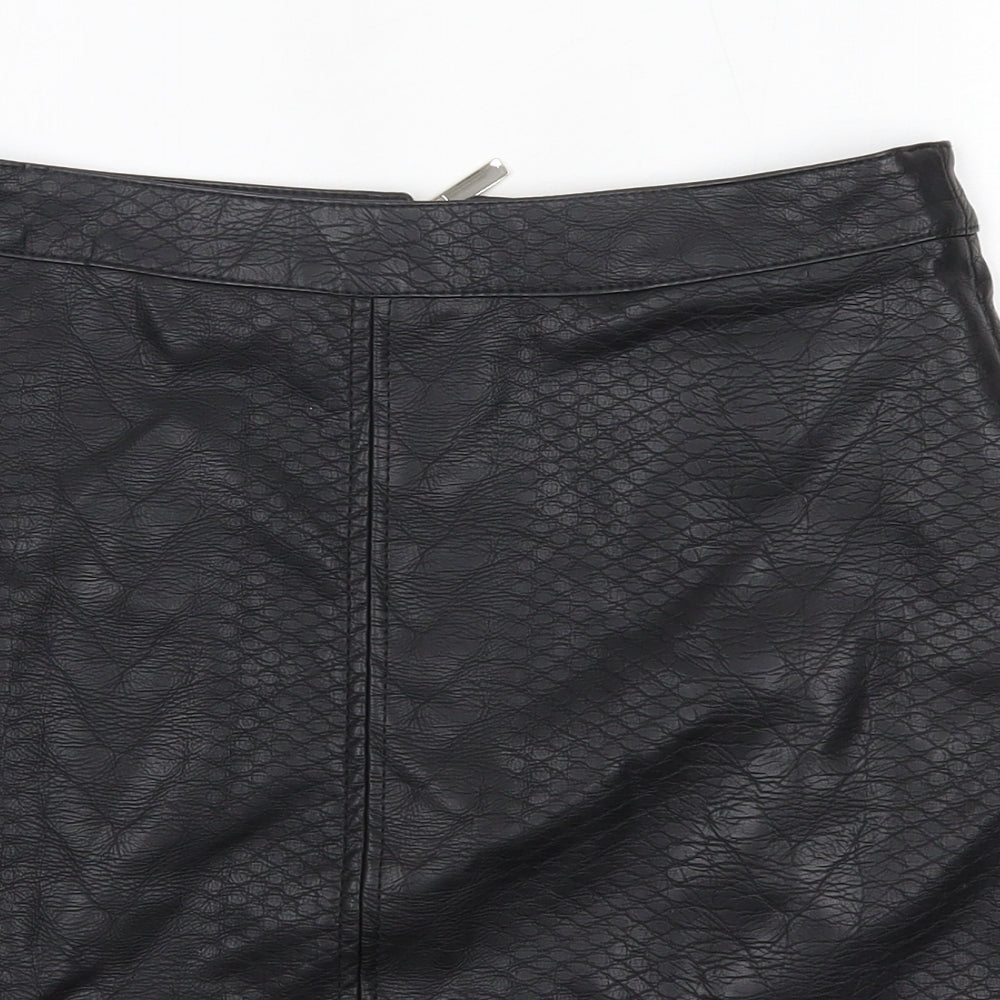 F&F Womens Black  Polyurethane A-Line Skirt Size 8