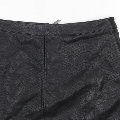 F&F Womens Black  Polyurethane A-Line Skirt Size 8