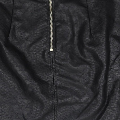 F&F Womens Black  Polyurethane A-Line Skirt Size 8