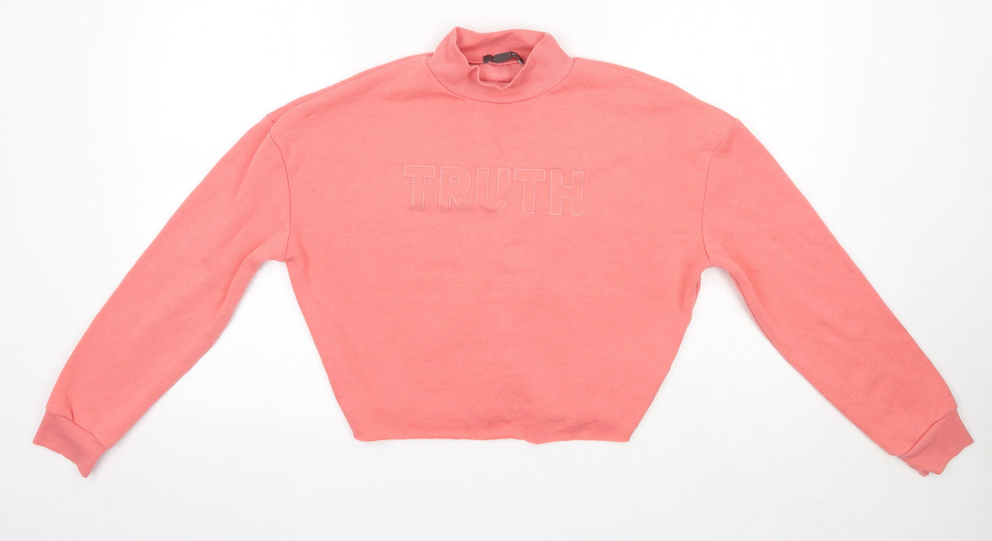 Primark Womens Pink High Neck  Polyester Pullover Jumper Size 2XS   - Truth