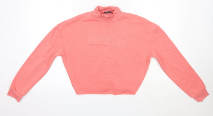 Primark Womens Pink High Neck  Polyester Pullover Jumper Size 2XS   - Truth