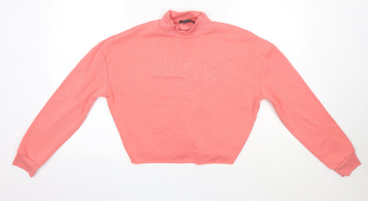 Primark Womens Pink High Neck  Polyester Pullover Jumper Size 2XS   - Truth