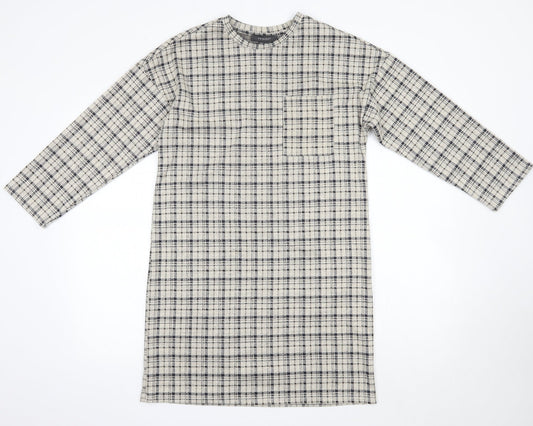 Primark Womens Multicoloured Check Polyester T-Shirt Dress  Size 10  Round Neck
