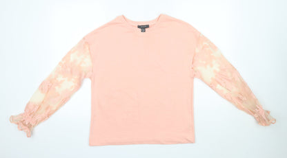 Primark Womens Pink Round Neck  Polyester Pullover Jumper Size XS