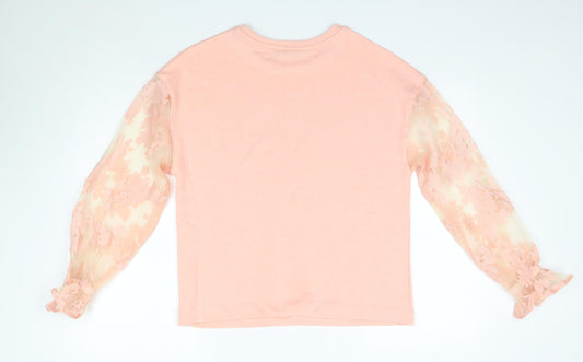 Primark Womens Pink Round Neck  Polyester Pullover Jumper Size XS
