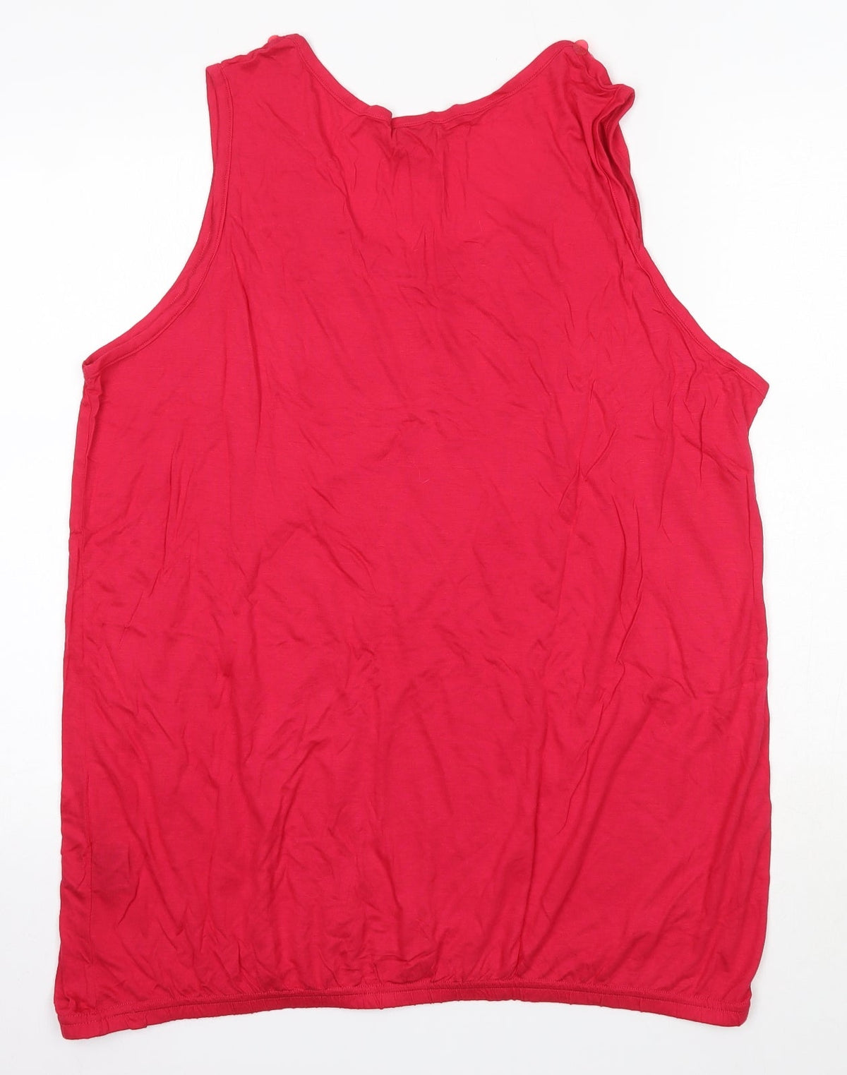 Back view of Tommy & Kate women’s pink viscose basic blouse, size UK 20, round neck