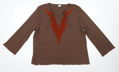 Womens UK Size 2XL M&S Brown Basic Blouse