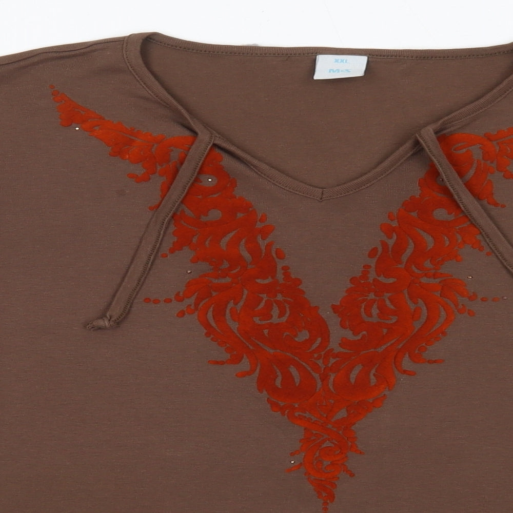 Womens UK Size 2XL M&S Brown Basic Blouse