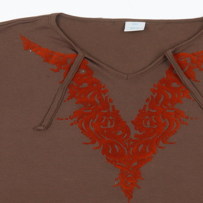 Womens UK Size 2XL M&S Brown Basic Blouse
