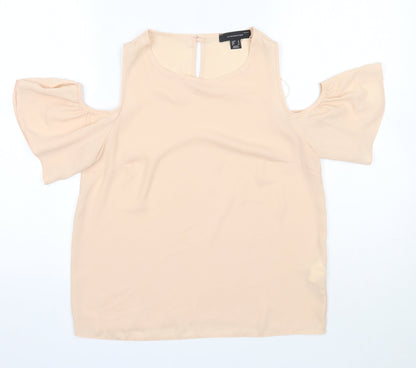 Primark Womens Pink  Polyester Basic Blouse Size 8 Round Neck