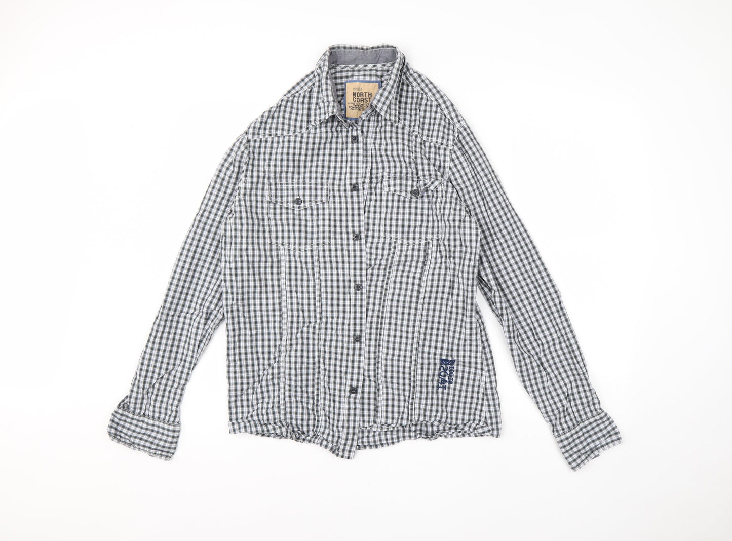 Mens UK Size M M&S Grey  Button-Up Long Sleeve Casual Shirt