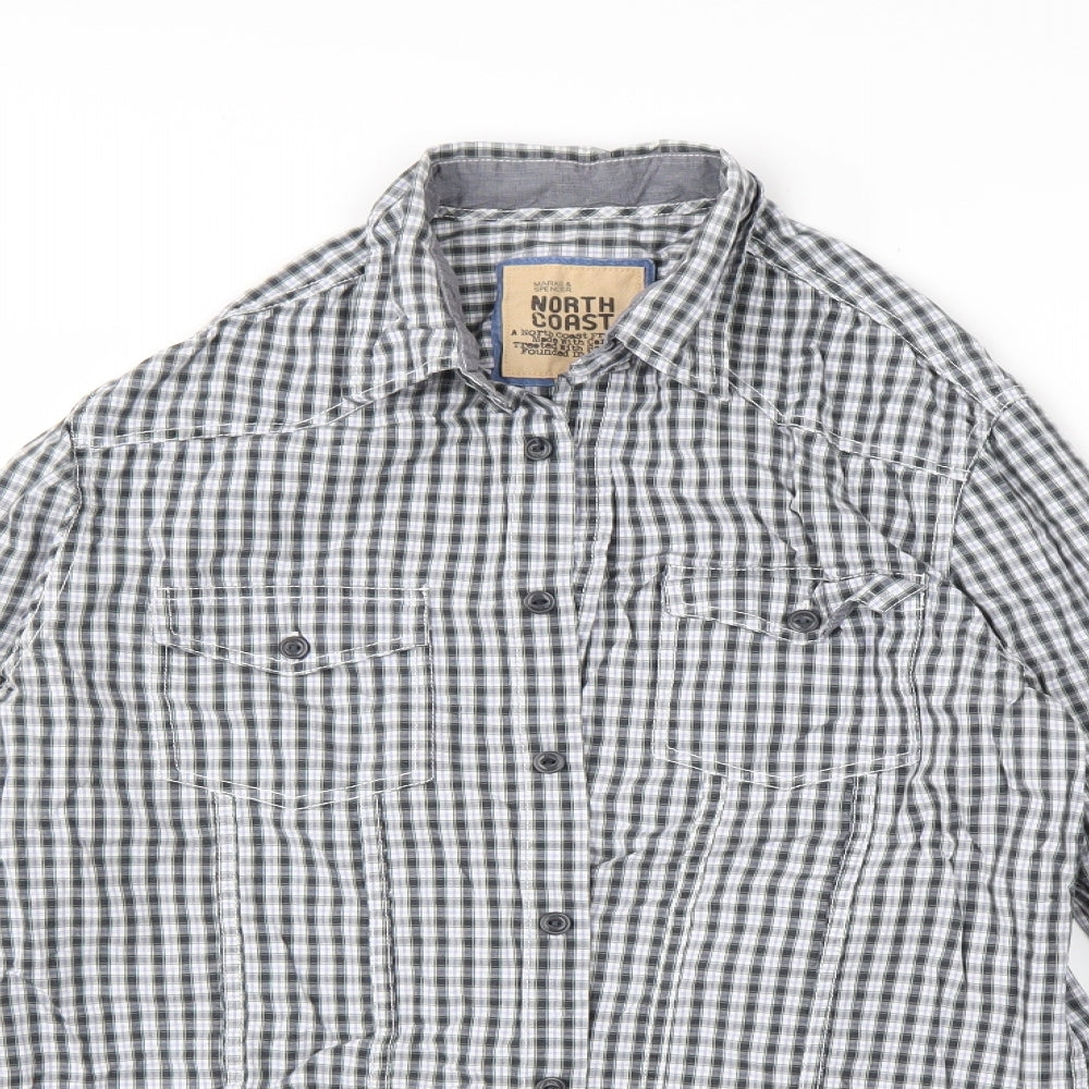 Mens UK Size M M&S Grey  Button-Up Long Sleeve Casual Shirt