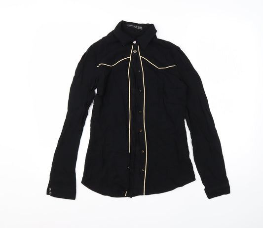 Atmosphere Womens Black  Viscose Basic Button-Up Size 6 Collared