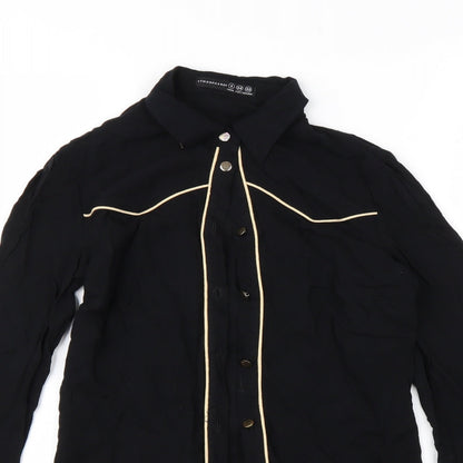 Atmosphere Womens Black  Viscose Basic Button-Up Size 6 Collared