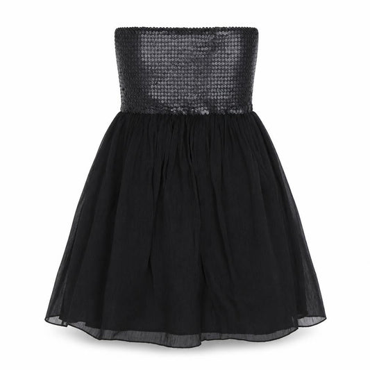 Front view of AX women’s black polyester a-line, size UK 10, square neck