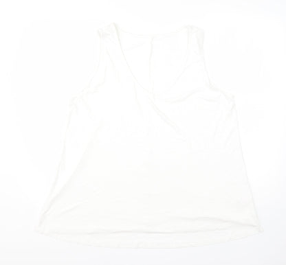 George Womens White  Viscose Basic Tank Size 18 Round Neck