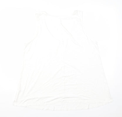 George Womens White  Viscose Basic Tank Size 18 Round Neck