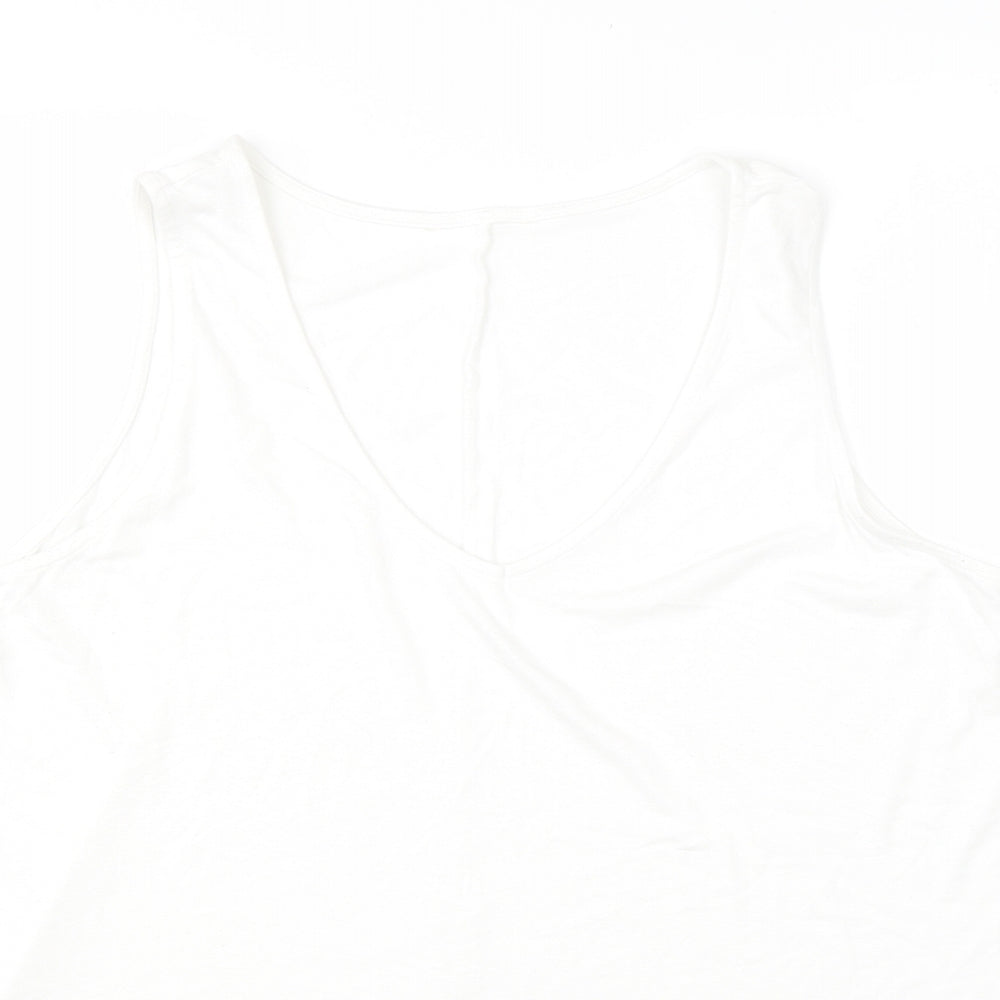 George Womens White  Viscose Basic Tank Size 18 Round Neck