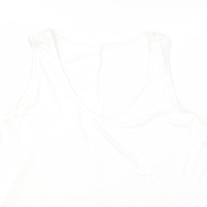 George Womens White  Viscose Basic Tank Size 18 Round Neck