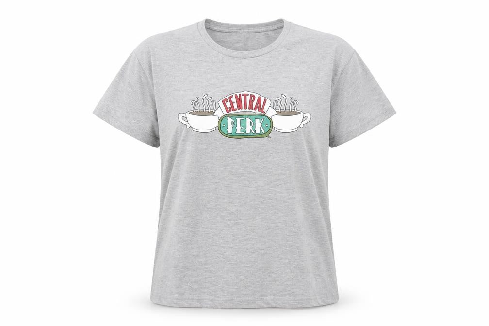 Front view of George women’s grey cotton pyjama top, size UK 10, - friends