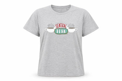 Front view of George women’s grey cotton pyjama top, size UK 10, - friends