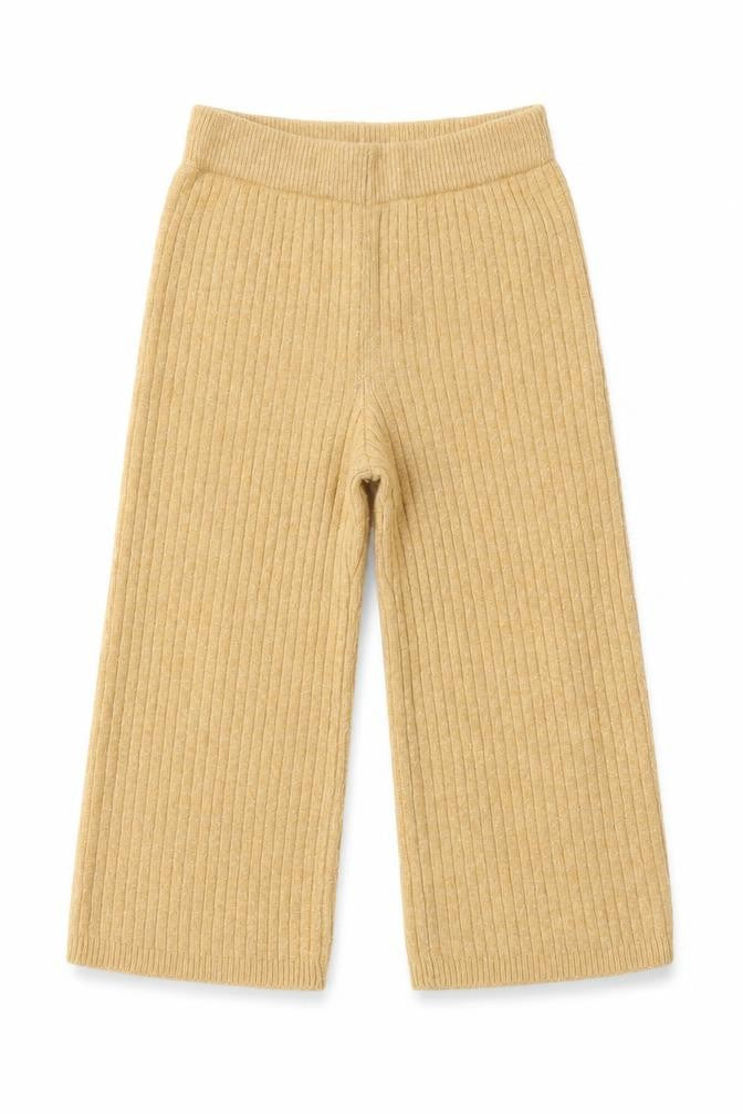 Front view of Tu girls’ yellow acrylic trousers, size 9, months regular