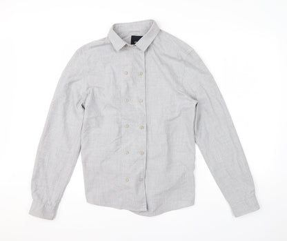 ASOS Mens Grey  Polyester  Button-Up Size M Collared Button