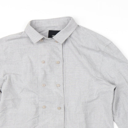 ASOS Mens Grey  Polyester  Button-Up Size M Collared Button