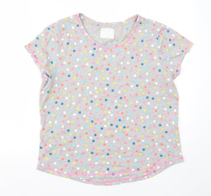 Time to Dream Womens Grey Polka Dot Cotton  Pyjama Top Size M