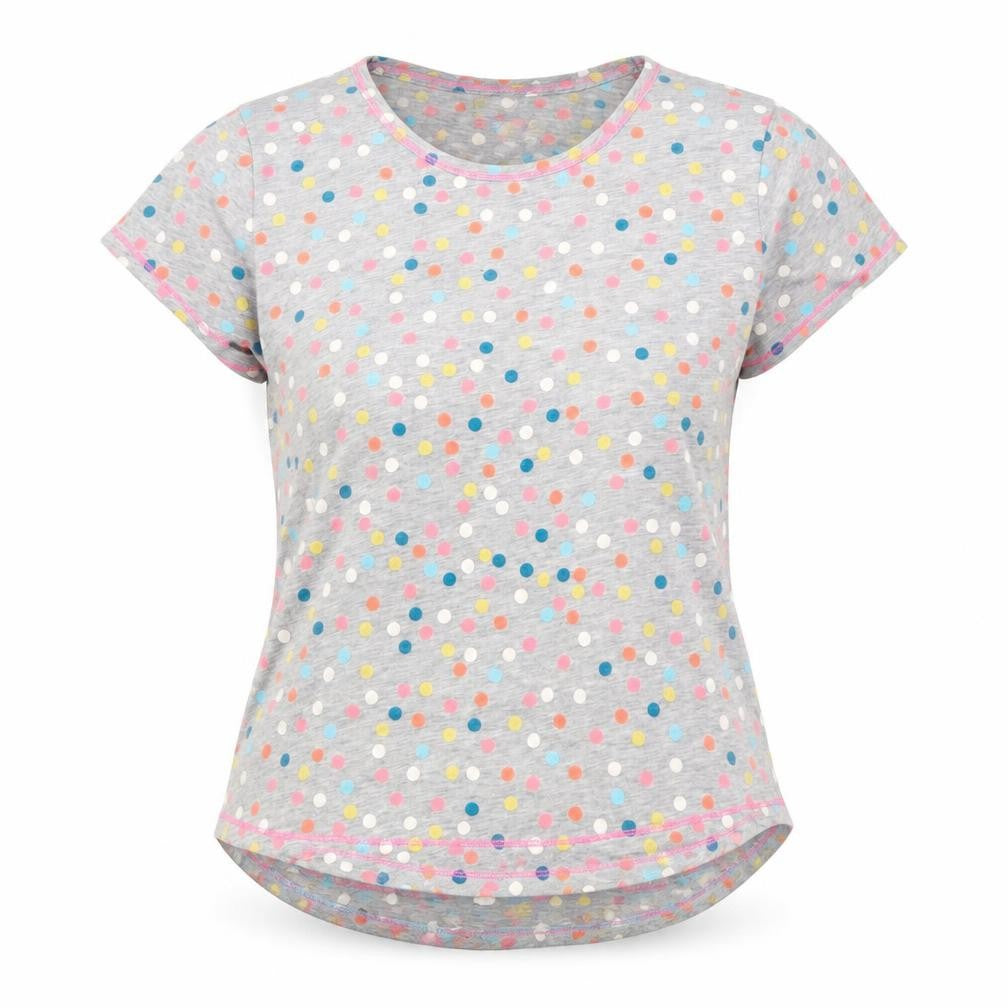 Front view of Time to Dream women’s grey polka dot cotton pyjama top, size M