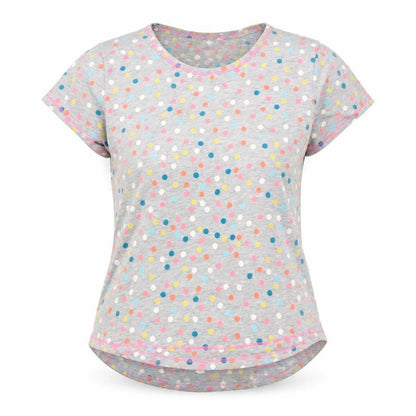 Front view of Time to Dream women’s grey polka dot cotton pyjama top, size M