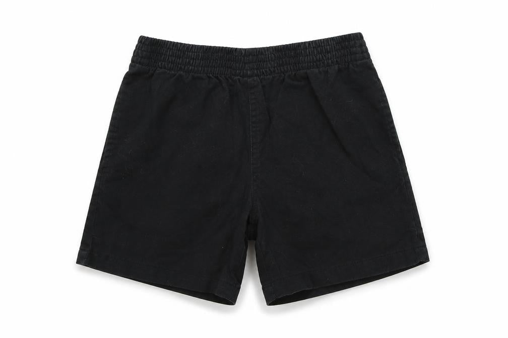 Front view of George boys’ black cotton cargo shorts, size 6-7, years regular