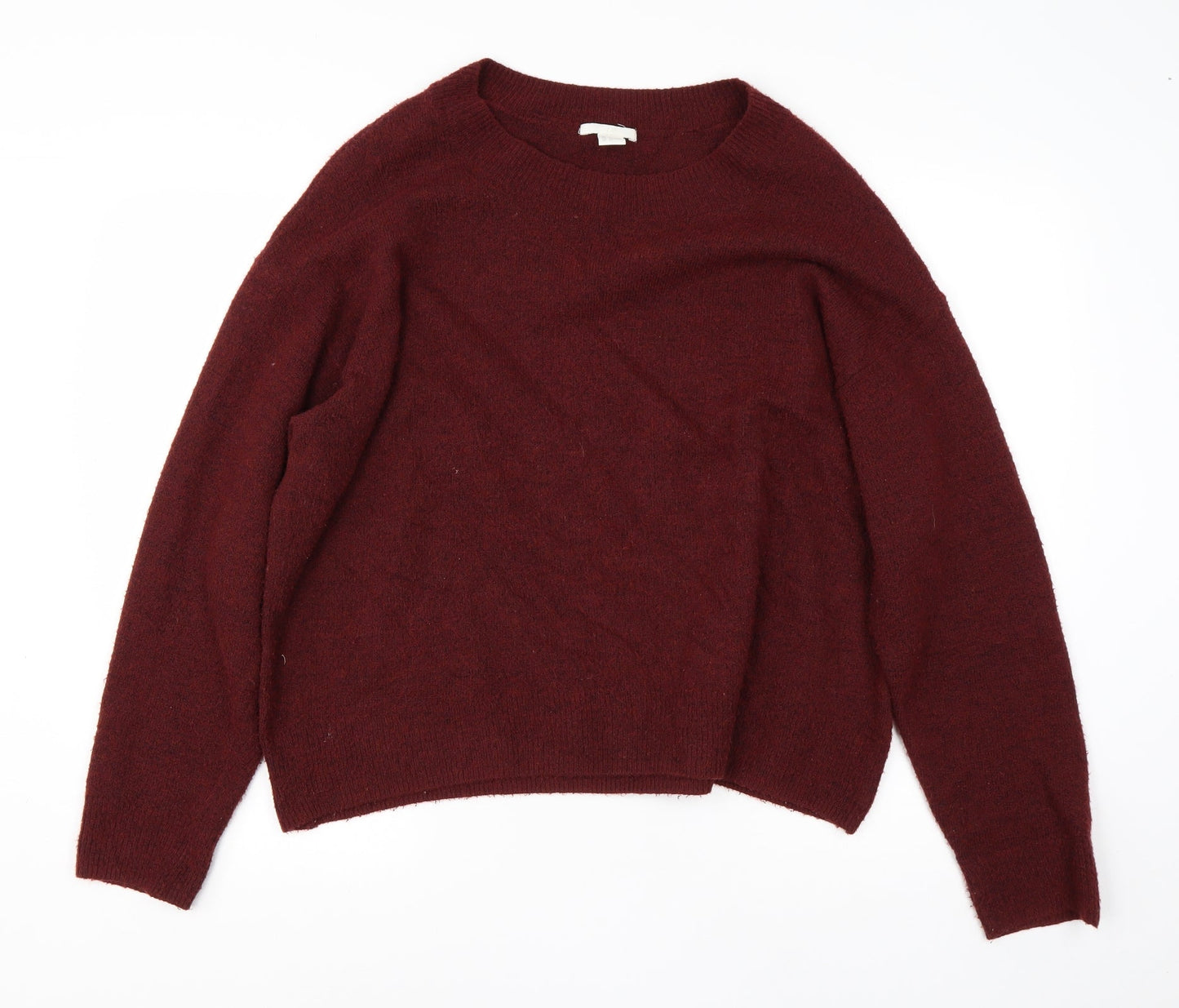 H&M Mens Red Round Neck  Acrylic Pullover Jumper Size L