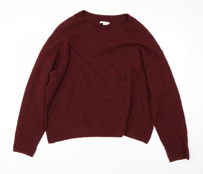 H&M Mens Red Round Neck  Acrylic Pullover Jumper Size L