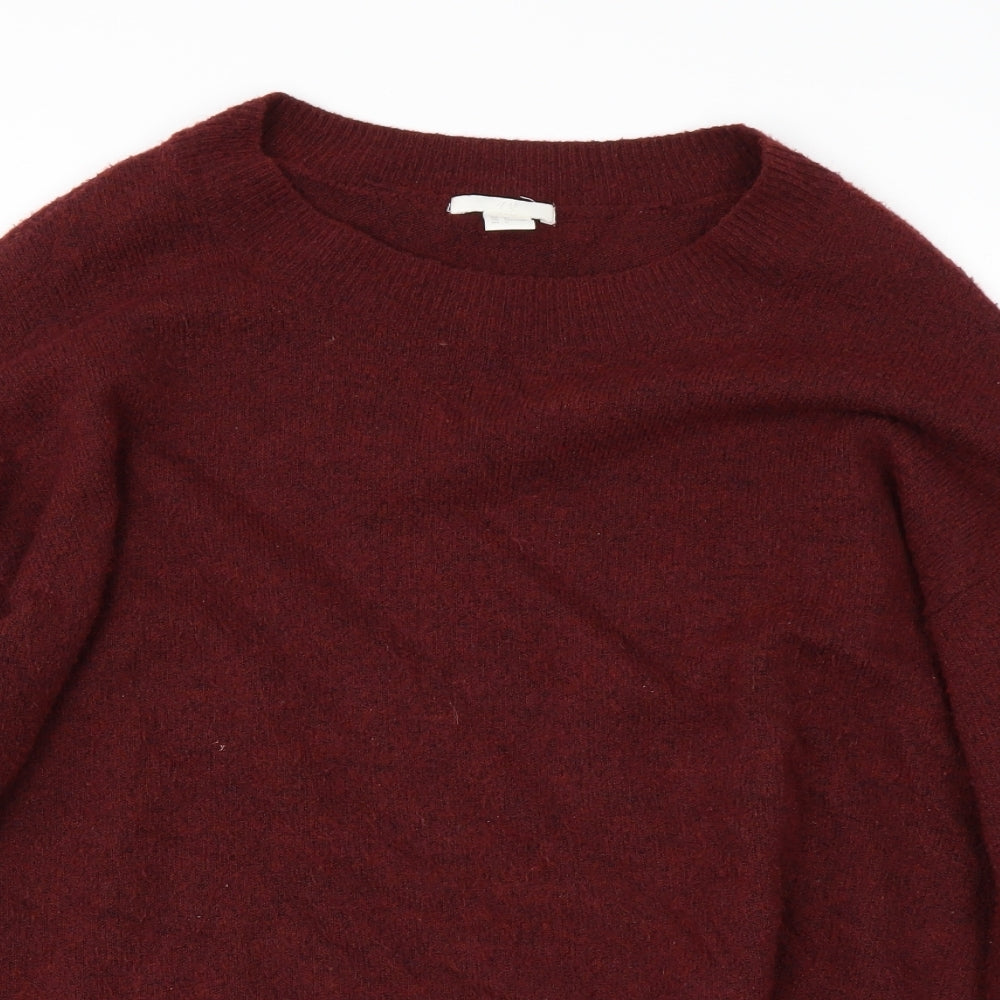 H&M Mens Red Round Neck  Acrylic Pullover Jumper Size L