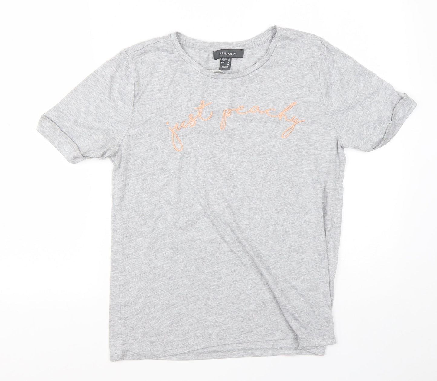 Primark Womens Grey  Viscose Basic T-Shirt Size 12 Roll Neck