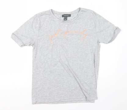 Primark Womens Grey  Viscose Basic T-Shirt Size 12 Roll Neck