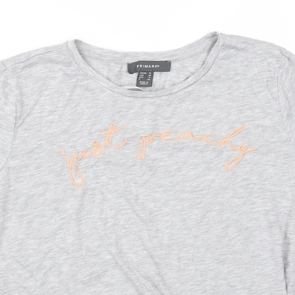 Primark Womens Grey  Viscose Basic T-Shirt Size 12 Roll Neck