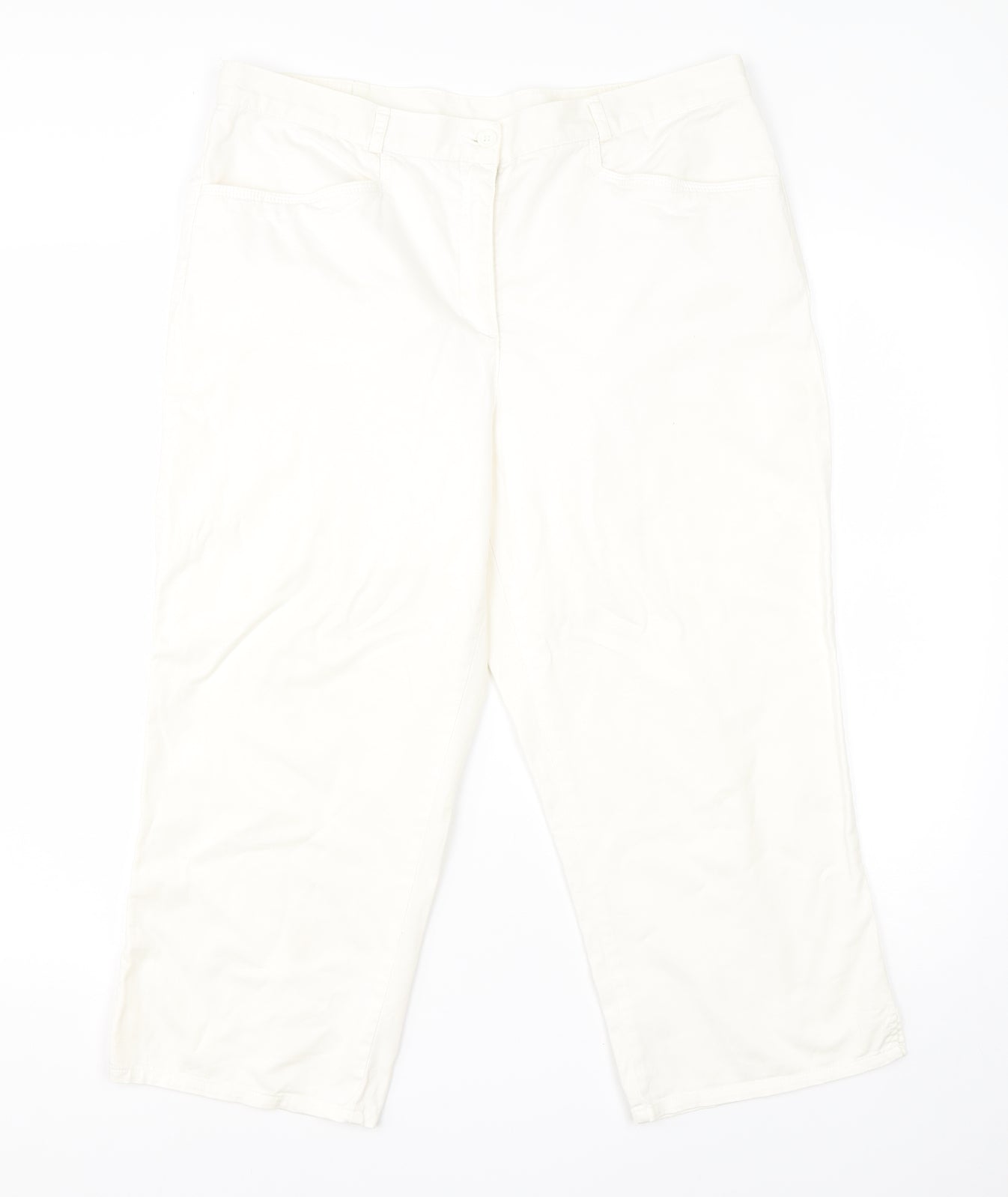 Canada Womens White  Cotton Dress Pants Trousers Size 14 L20 in Regular