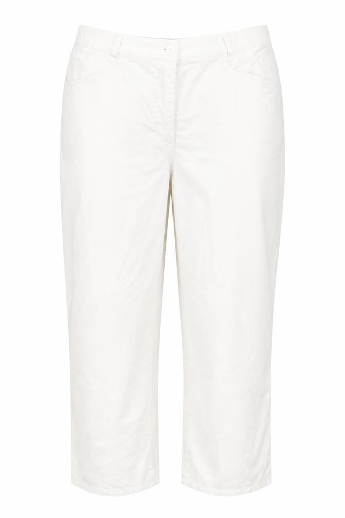 Front view of Canada women’s white cotton dress pants trousers, size UK 14, 20-inch leg regular