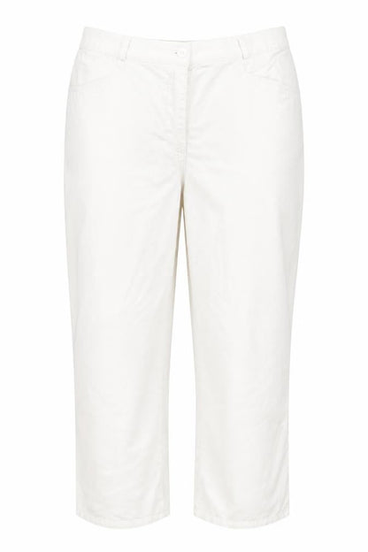 Front view of Canada women’s white cotton dress pants trousers, size UK 14, 20-inch leg regular